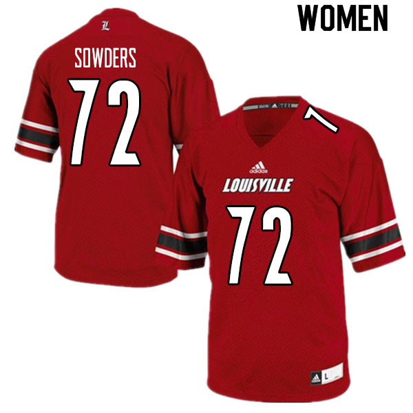 Women #72 Emmanual Sowders Louisville Cardinals College Football Jerseys Sale-Red